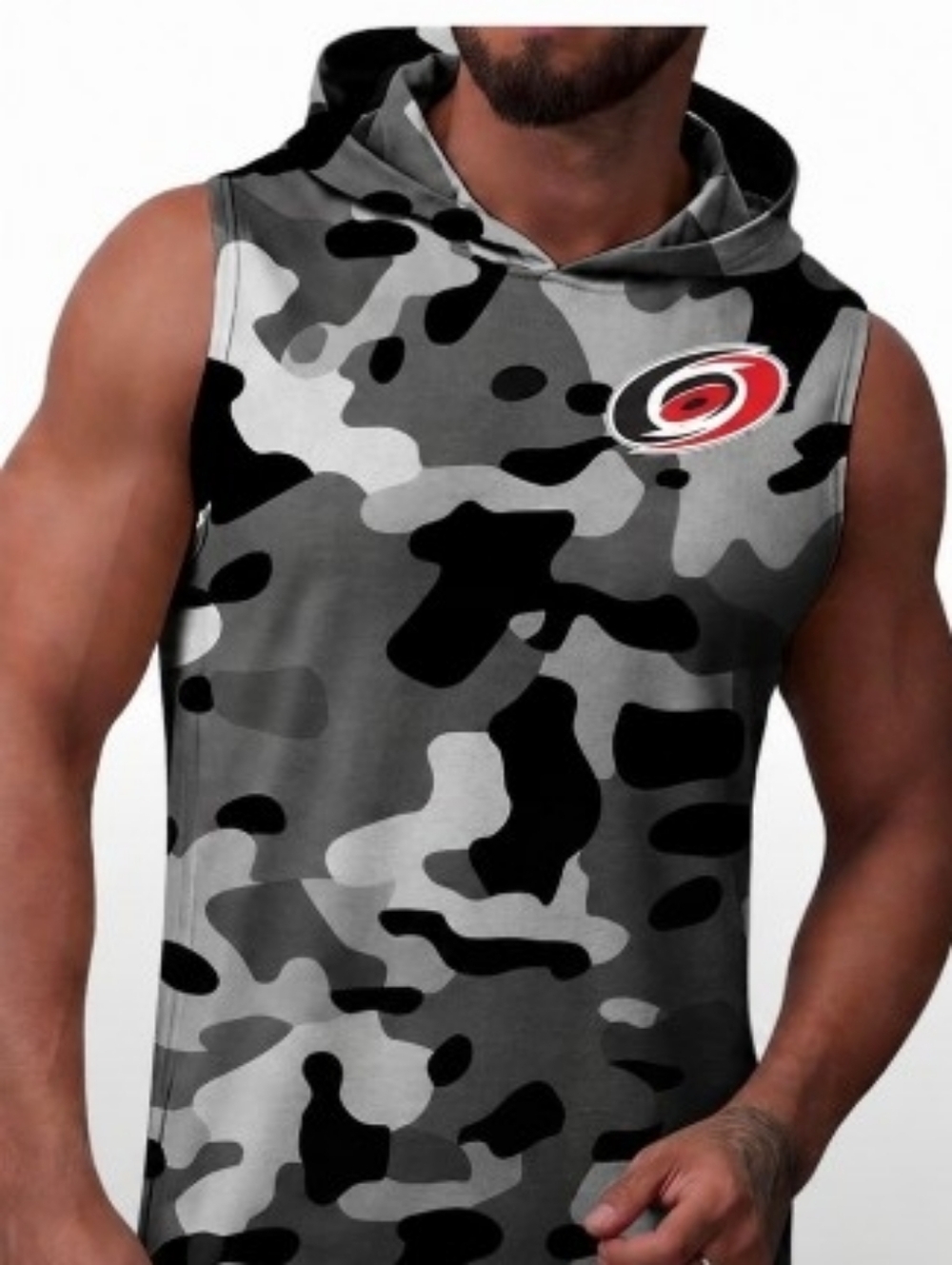 Carolina Hurricanes Men's Gray Camo Sleeveless Hoodie Tank Top NWT... Ultra comf